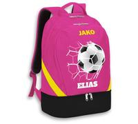 SR Teamsports JAKO Rucksack Iconic - Fußball - Fußballtor Netz mit Name - personalisiertes Training Equipment Zubehör Geschenk - 32 l - Pink/Schwarz/Neongelb
