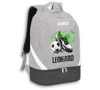 SR Teamsports JAKO Rucksack Iconic - Fußball - Name und Fußballschuh - Training Equipment personalisiertes Zubehör Geschenk - 32 l - Soft Grey/Anthrazit light