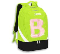 SR Teamsports JAKO Rucksack Iconic - Initialen - Aquarell Alphabet mit Name in Rosa - personalisierte Deko Geschenk Buchstabe - 32 l - Neongrün/Schwarz