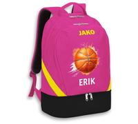 SR Teamsports JAKO Rucksack Iconic - Sportarten - Basketball mit Name - personalisiertes Zubehör Training Equipment - 32 l - Pink/Schwarz/Neongelb