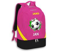 SR Teamsports JAKO Rucksack Iconic - Sportarten - Fußball mit Name - personalisiertes Training Equipment Geschenk - 32 l - Pink/Schwarz/Neongelb