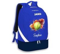 SR Teamsports JAKO Rucksack Iconic - Tennis Ball Watercolor mit Name - personalisiert Essentials Geschenk Zubehör - 32 l - Royal Blau/Marine