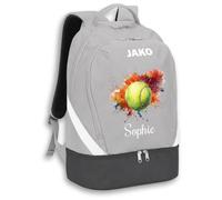 SR Teamsports JAKO Rucksack Iconic - Tennis Ball Watercolor mit Name - personalisiert Essentials Geschenk Zubehör - 32 l - Soft Grey/Anthrazit light