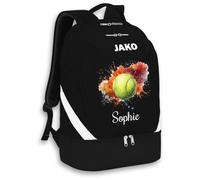 SR Teamsports JAKO Rucksack Iconic - Tennis Ball Watercolor mit Name - personalisiert Essentials Geschenk Zubehör - 32 l - Schwarz