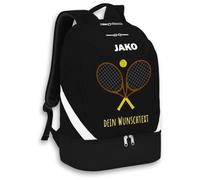 SR Teamsports JAKO Rucksack Iconic - Tennis Schläger mit Wunschtext - Equipment personalisierte Geschenke Zubehör - 32 l - Schwarz