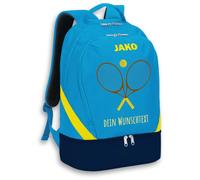 SR Teamsports JAKO Rucksack Iconic - Tennis Schläger mit Wunschtext - Equipment personalisierte Geschenke Zubehör - 32 l - JAKO Blau/Marine/Neongelb
