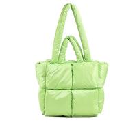 srdmuph Puffy Tote Bag Padded Puffy Tote Lattice Handtaschen Große Puffer Tote Bag für Frauen Schultertasche Puffer Luxus Taschen, Grün , Top Length: 15in, Bottom Length: 12.2in, Height: 11.4in, Width