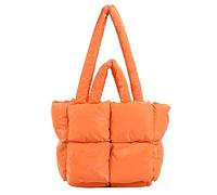 srdmuph Puffy Tote Bag Padded Puffy Tote Lattice Handtaschen Große Puffer Tote Bag für Frauen Schultertasche Puffer Luxus Taschen, Orange/Abendrot im Zickzackmuster (Sunset Chevron)