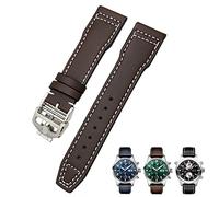 SRDRK 20 mm 21 mm Rindsleder-Armband, geeignet für IWC-Fliegeruhren, Portugieser-Armbänder, Mark 18, weiches blaues Armband(Original Brown,21mm)