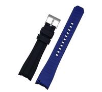 SRDRK Doppelte Farbe für Rolex Citizen Seiko Silicon -Gurt Männer Uhr Accessoires Arc Mundbandband Armband Uhrengürtel 20mm 22mm Uhrenbandbänder(Black blue silver,20mm)