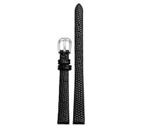 SRDRK Echtes Lederarmband Damenarmband 6mm 8mm 10mm 12mm Eidechsenleder Uhrenarmband kleine Armbanduhren Gürtel Dornschließe(Black silver buckle,12mm)