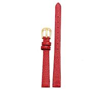 SRDRK Echtes Lederarmband Damenarmband 6mm 8mm 10mm 12mm Eidechsenleder Uhrenarmband kleine Armbanduhren Gürtel Dornschließe(Red gold buckle,12mm)