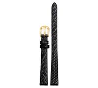 SRDRK Echtes Lederarmband Damenarmband 6mm 8mm 10mm 12mm Eidechsenleder Uhrenarmband kleine Armbanduhren Gürtel Dornschließe(Black gold buckle,10mm)