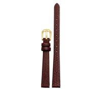 SRDRK Echtes Lederarmband Damenarmband 6mm 8mm 10mm 12mm Eidechsenleder Uhrenarmband kleine Armbanduhren Gürtel Dornschließe(Brown gold buckle,12mm)