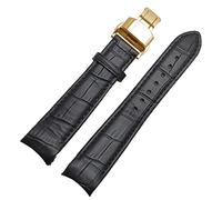 SRDRK Gebogenes Ende Watchband für Bürger BL9002-37 05A BT0001-12E 01A Watchstrap -echtes Leder mit Schmetterlingsschnalle 20 21 22mm Modegurt(Blue Light Blue,22mm)