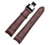 SRDRK Gebogenes Ende Watchband für Bürger BL9002-37 05A BT0001-12E 01A Watchstrap -echtes Leder mit Schmetterlingsschnalle 20 21 22mm Modegurt(Beige,20mm)