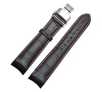 SRDRK Gebogenes Ende Watchband für Bürger BL9002-37 05A BT0001-12E 01A Watchstrap -echtes Leder mit Schmetterlingsschnalle 20 21 22mm Modegurt(BLACK WHITE,22mm)