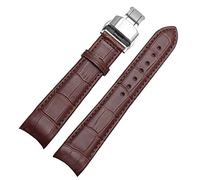 SRDRK Gebogenes Ende Watchband für Bürger BL9002-37 05A BT0001-12E 01A Watchstrap -echtes Leder mit Schmetterlingsschnalle 20 21 22mm Modegurt(Red Black,20mm)