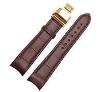 SRDRK Gebogenes Ende Watchband für Bürger BL9002-37 05A BT0001-12E 01A Watchstrap -echtes Leder mit Schmetterlingsschnalle 20 21 22mm Modegurt(GREEN BLUE,22mm)