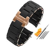 SRDRK Gummi-Armband, Silikon-Armband, roségoldene Schnalle, für Armani AR5905, AR5906, AR5919, AR5920, 20, 23 mm Uhrenarmband, 20mm, Azetat, Kein Edelstein