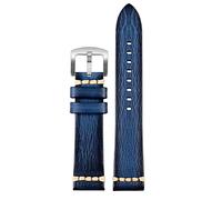 SRDRK Handgefertigtes echtes Leder Uhrengurt 20mm 22 mm24 für Rolex Citizen Omega Mido Huawei Gt Herren Uhrband braun blaugrün grau(Blue silver buckle,22mm)