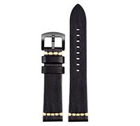 SRDRK Handgefertigtes echtes Leder Uhrengurt 20mm 22 mm24 für Rolex Citizen Omega Mido Huawei Gt Herren Uhrband braun blaugrün grau(Black black buckle,26mm)