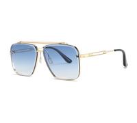 SRGDRR 2024 im klassischen Stil mit Farbverlaufsgläsern für Herren, Vintage-Sonnenbrille, Goldblau, 135 x 148 x 49 mm