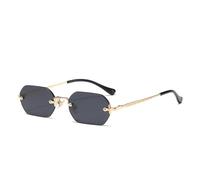 SRGDRR 2024 Randlose rechteckige Sonnenbrille für Herren und Damen, Metall-Sonnenbrille, UV400, rahmenlos, C7, 147 x 141 x 34 mm