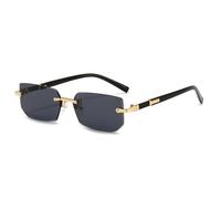 SRGDRR Modische randlose Sonnenbrille für Herren und Damen, beliebte rahmenlose Sonnenbrille für Herren und Damen, klassisch, quadratisch, Reise-Sonnenbrille, Schwarz, 135 x 125 x 33 mm