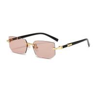 SRGDRR Modische randlose Sonnenbrille für Herren und Damen, beliebte rahmenlose Sonnenbrille für Herren und Damen, klassisch, quadratisch, Reise-Sonnenbrille, braun, 135 x 125 x 33 mm