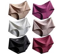 Srizgo Panty Damen 6er Pack Soft angenehm nahlos Seamless bequem mit Doppelkante Unterhose Silps Damen, L / Tag XL, Schwarz+weiß+haut+hellbraun+rose Rot+erdbeere Rot