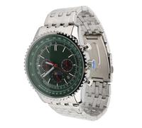 Srliya Herren-Quarzuhr mit Kalender und Mondphase, Gehäuse aus Zinklegierung, Edelstahlarmband, Herren-Armbanduhr, Quarz-Armbanduhr, Herren-Armbanduhr, Kalender, Mondphasen-Uhr (Grün)