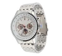 Srliya Herren-Quarzuhr mit Kalender und Mondphase, Gehäuse aus Zinklegierung, Edelstahlarmband, Quarz-Armbanduhr, Herren-Armbanduhr, Kalender, Mondphasen-Uhr (Silber)