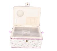 Srliya Nähkorb Vintage Stoff Bastelgarn Nadel Aufbewahrungsbox | Home Craft Organizer, Polyesterkörper, Abnehmbare PP-Ablage, Nadelpolster, Tasche für Fäden, Scheren und Knöpfe