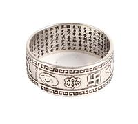 Srliya Ring Ring Feng 5 * 5 * 2 99 Silber PiXiu Buddhistischer Herz-Sutra-Ring für Männer Frauen Feng Shui-Ring Öffnung Verstellbar Mantra Amulett Reichtum Glücksring Geschenk