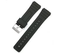 SRTYDCUR 12/14/16/18/20/22mm Silikon Gummi Strap Kompatibel Mit Casio W800H A158/168 AE1200/1300 F91W F84 Armband Männer Frauen Zubehör(Black-silver,16mm)