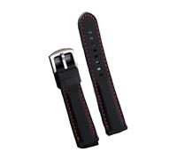 SRTYDCUR 18 mm 20 22 24 Schnellverschluss-Uhrenarmband aus Gummi, Silikon, Uhrenarmband, Ersatzarmband for Seiko, kompatibel mit Citizen(Black-red,20mm)