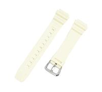 SRTYDCUR 18 mm Kautschukarmband, kompatibel mit Casio G-SHOCK AQ-S810W AE-1200 W-216H W-735H SGW-400 MRW-200H, Herren-Universal-Harz-Ersatzarmband(Beige silver)