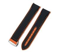 SRTYDCUR 19 mm, 20, 21, 22, Nylon-Gummi-Verbundarmband, kompatibel mit Omega, Seamaster, Rolex, Submarine, Hydroconquest, zweifarbiges Uhrenarmband(Black org org,21MM_ROSE GOLD BUCKLE)