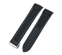 SRTYDCUR 19 mm, 20, 21, 22, Nylon-Gummi-Verbundarmband, kompatibel mit Omega, Seamaster, Rolex, Submarine, Hydroconquest, zweifarbiges Uhrenarmband(Black white,19MM_GOLDEN BUCKLE)
