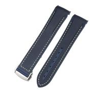 SRTYDCUR 19 mm, 20, 21, 22, Nylon-Gummi-Verbundarmband, kompatibel mit Omega, Seamaster, Rolex, Submarine, Hydroconquest, zweifarbiges Uhrenarmband(Blue white,19MM_BLACK BUCKLE)