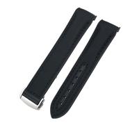 SRTYDCUR 19 mm, 20, 21, 22, Nylon-Gummi-Verbundarmband, kompatibel mit Omega, Seamaster, Rolex, Submarine, Hydroconquest, zweifarbiges Uhrenarmband(Black black,21MM_GOLDEN BUCKLE)