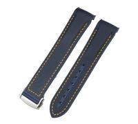 SRTYDCUR 19 mm, 20, 21, 22, Nylon-Gummi-Verbundarmband, kompatibel mit Omega, Seamaster, Rolex, Submarine, Hydroconquest, zweifarbiges Uhrenarmband(Blue org,22MM_BLACK BUCKLE)