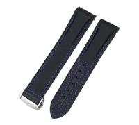 SRTYDCUR 19 mm, 20, 21, 22, Nylon-Gummi-Verbundarmband, kompatibel mit Omega, Seamaster, Rolex, Submarine, Hydroconquest, zweifarbiges Uhrenarmband(Black blue,20MM_BLACK BUCKLE)