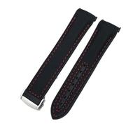 SRTYDCUR 19 mm, 20, 21, 22, Nylon-Gummi-Verbundarmband, kompatibel mit Omega, Seamaster, Rolex, Submarine, Hydroconquest, zweifarbiges Uhrenarmband(Black red,22MM_BLACK BUCKLE)