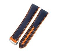 SRTYDCUR 19 mm, 20, 21, 22, Nylon-Gummi-Verbundarmband, kompatibel mit Omega, Seamaster, Rolex, Submarine, Hydroconquest, zweifarbiges Uhrenarmband(Blue org org,21MM_SILVER BUCKLE)