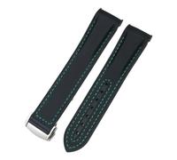 SRTYDCUR 19 mm, 20, 21, 22, Nylon-Gummi-Verbundarmband, kompatibel mit Omega, Seamaster, Rolex, Submarine, Hydroconquest, zweifarbiges Uhrenarmband(Black green,21MM_BLACK BUCKLE)