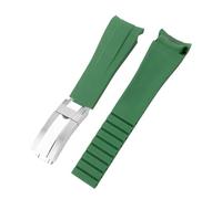 SRTYDCUR 20 mm 21 Gummiuhr, kompatibel mit Rolex, Schwarz, Grün, Blau, Water Ghost Ditongna GMT, Gummi, B, Silikon-Uhrenkette(Green Silver,20mm)