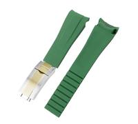 SRTYDCUR 20 mm 21 Gummiuhr, kompatibel mit Rolex, Schwarz, Grün, Blau, Water Ghost Ditongna GMT, Gummi, B, Silikon-Uhrenkette(Green Silver gold,21mm)