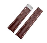 SRTYDCUR 20 mm 22 24 Uhrenarmbänder aus Kalbsleder, kompatibel mit Breitling-Uhrenarmband, Lederarmband, Schwarz, Braun, Blau, Gürtelarmband(Brown,24mmSilver Buckle)